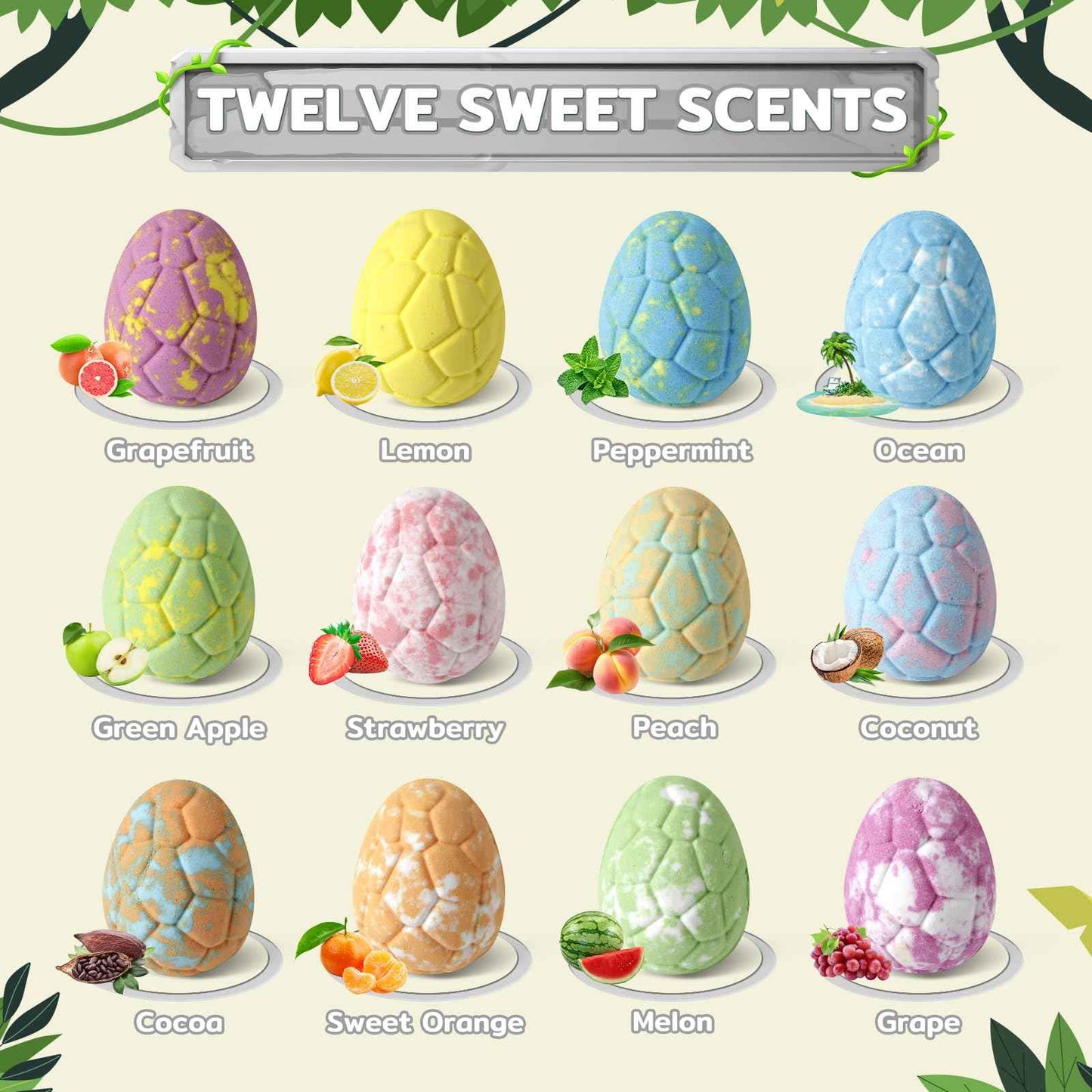 CalmNFiz Bath Bombs with Surprise Dinosaur Toys Inside, 12 Pack Organic and Natural Bubble Bath Bombs, Stocking Stuffers for Kids, Bath Bomb Set for Her/Him,Mothers Day Presents for Mom