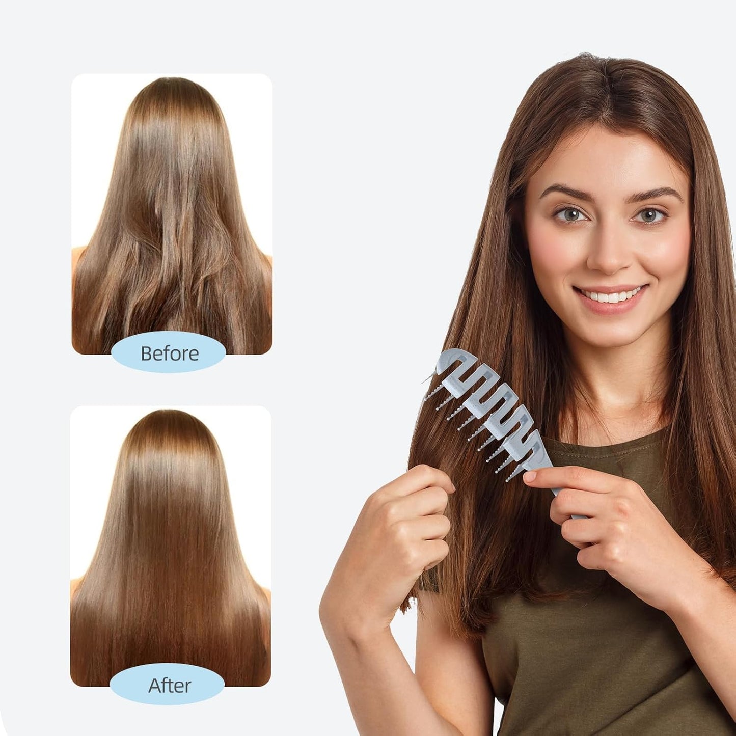 Ecoed Vented Detangling Hair Brush - Smooths Curly, Thick & Straight Hair | Eco-Friendly Blue Design