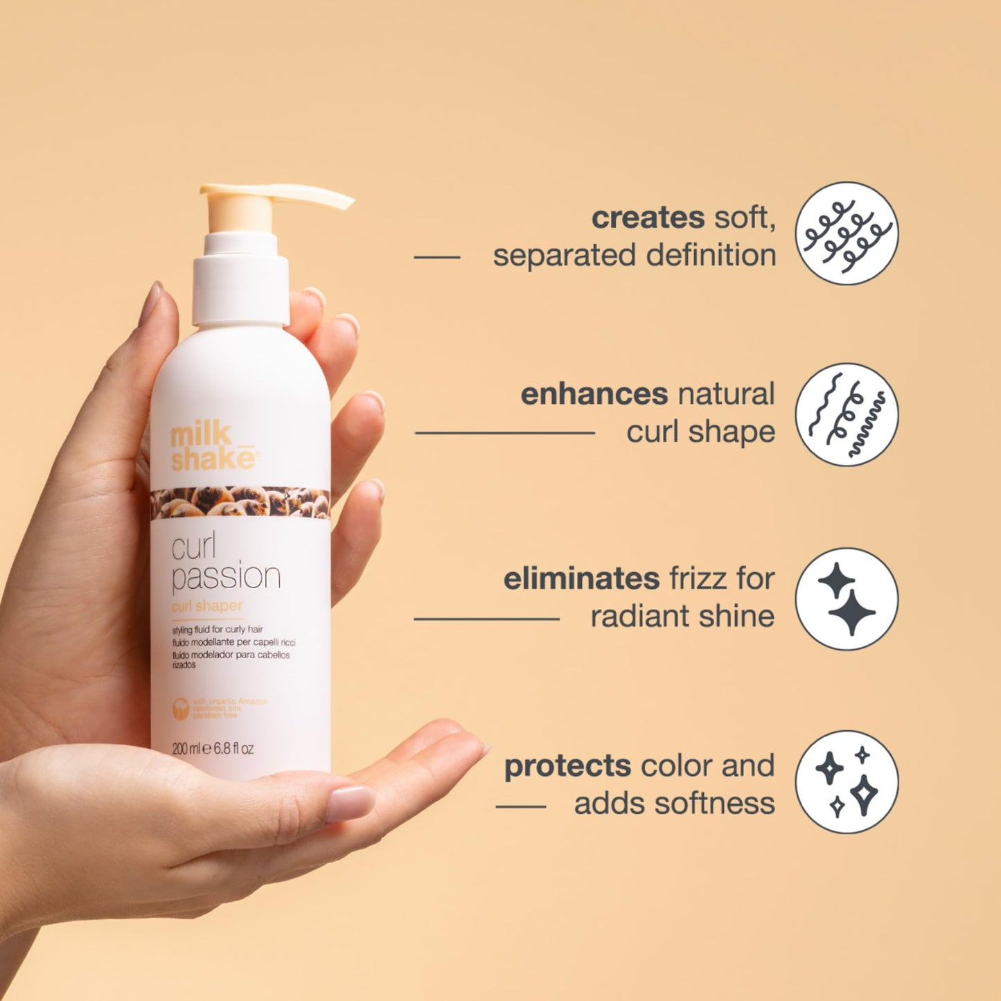 milk_shake Curl Passion Curl Shaper - Lifestyling Shaping Fluid for Curly Hair to Intensify Natural Texture | 6.8 fl oz (200 ml)