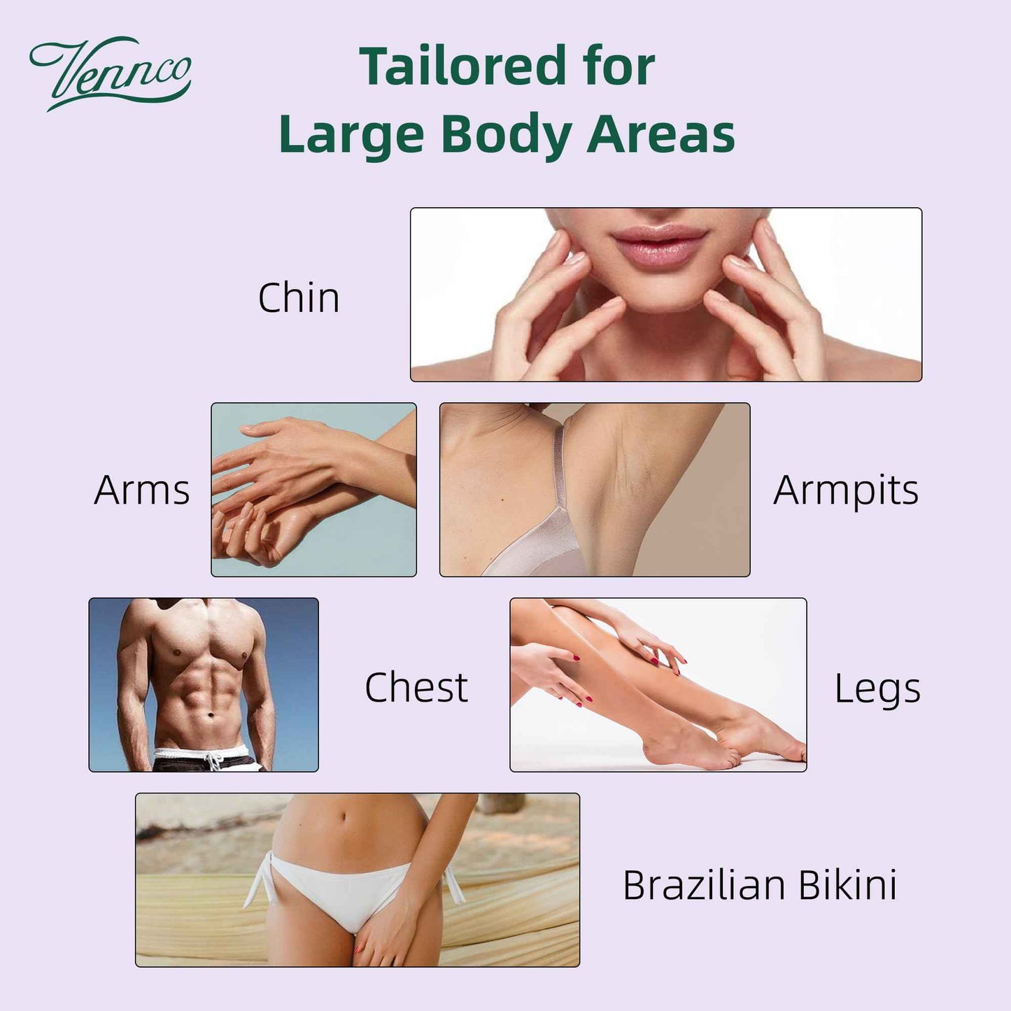 VENNCO Hard Wax Beads, 1lb Wax Beans with Lavender Essence, Gentle on All Skin Types, Suitable for Legs, Back, Chest, and Bikini, Waxing Beads Refill for Easy Hair Removal at Home