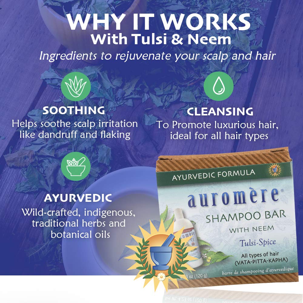 Auromere Ayurvedic Shampoo Bar - Eco Friendly, Handmade, Vegan, Cruelty Free, Natural, Non GMO, All in One Bar for Soap and Shampoo (4.23 oz), 4 pack