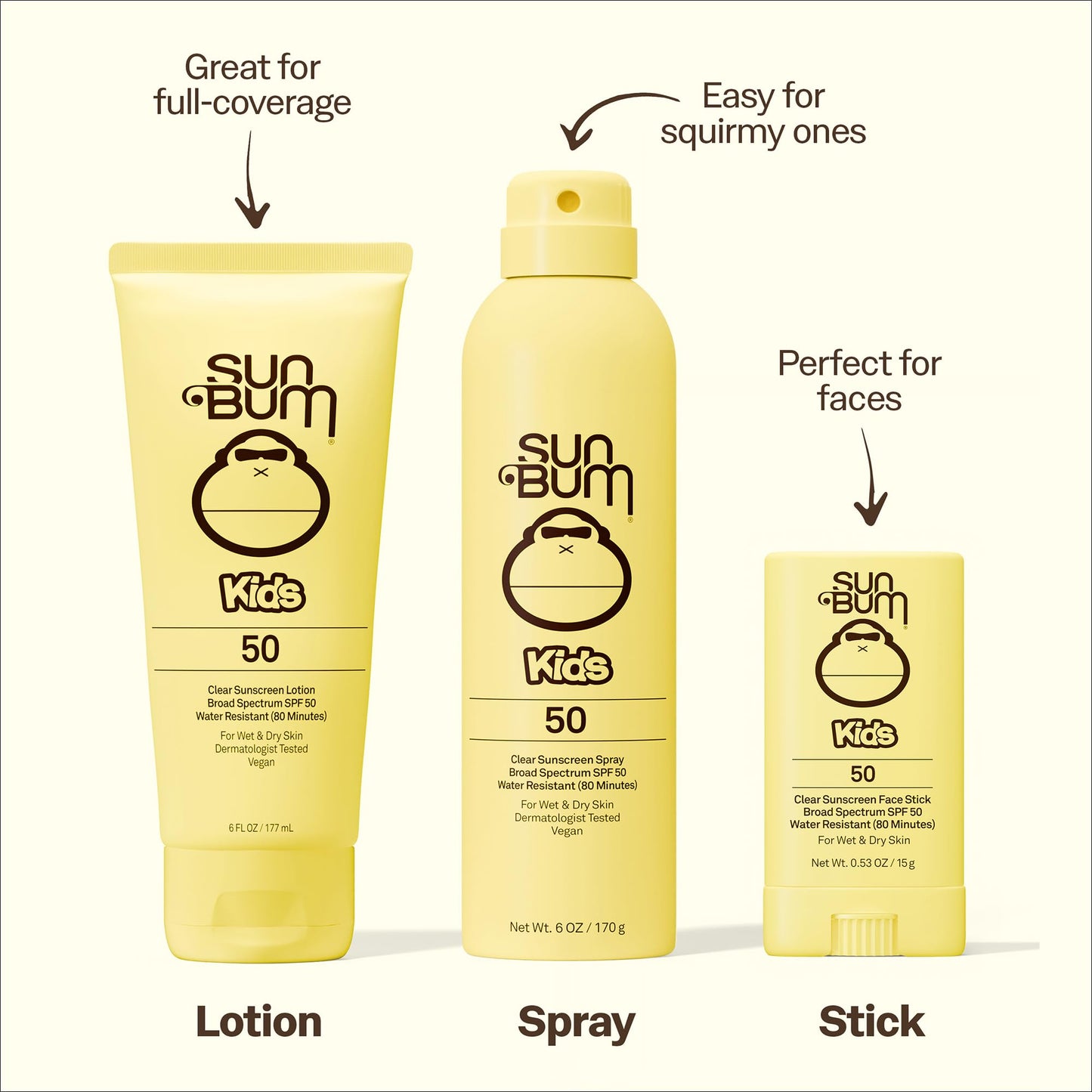 Sun Bum Kids SPF 50 Sunscreen Clear Body Lotion - Broad Spectrum Water-Resistant Sunscreen with Vitamin E - For Wet or Dry Skin - Hawaii 104 Act Compliant (Without Octinoxate & Oxybenzone) - 6 oz