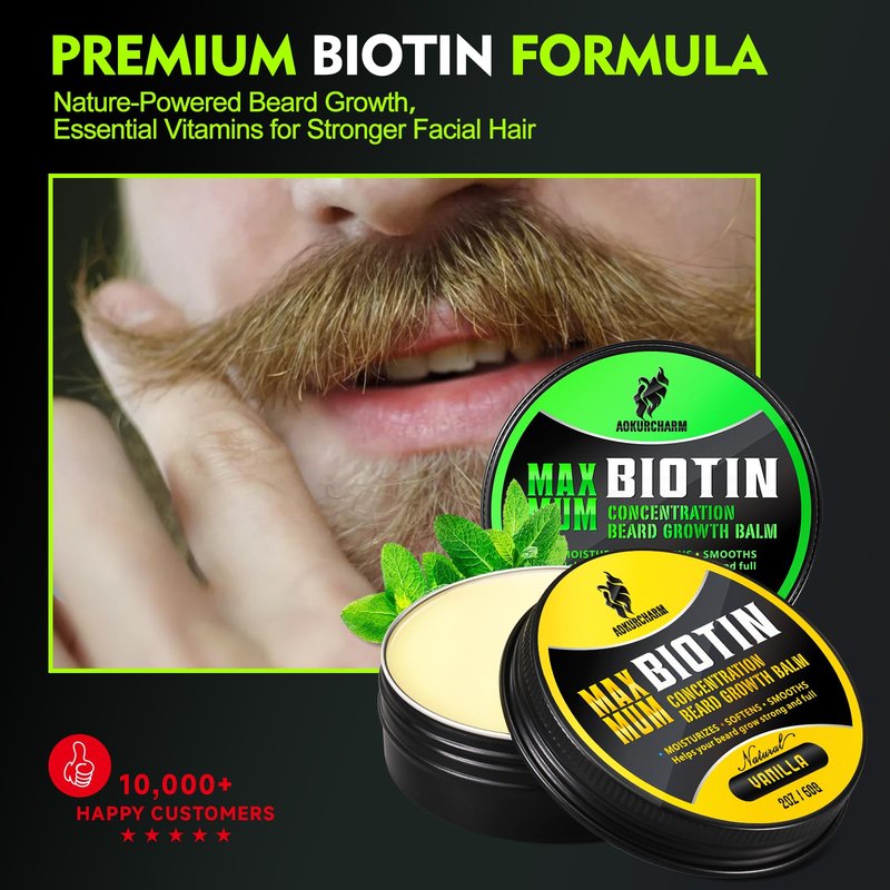 aokur 2 Pack Beard Balm for Men – Vanilla & Unscented – Biotin Beard Conditioner for Softening, Styling & Supporting Beard Growth – Gift Set for Father’s Day, Anniversaries & Christmas
