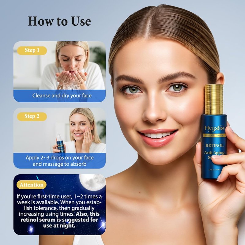 Retinol Collagen Serum - Anti-Aging & Wrinkle Repair with Squalane | Deep Hydration & Firming Formula, 1.70 Fl Oz