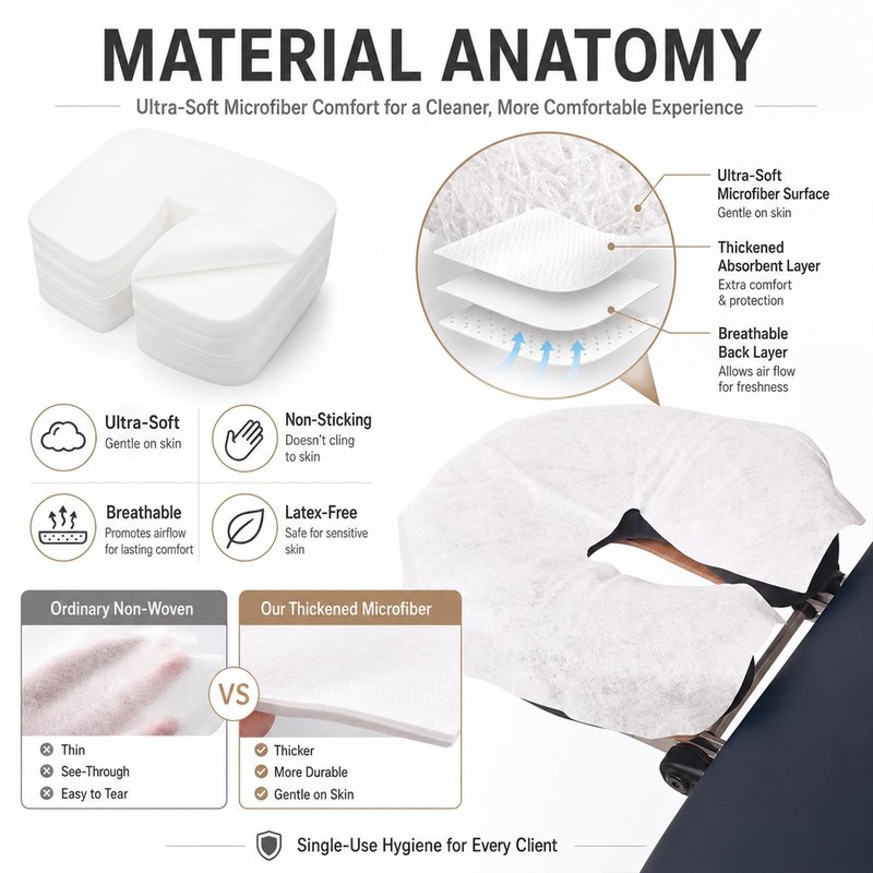 Fuveuua 100PCS Disposable Face Cradle Covers Soft & Heavy Microfiber Massage Chair Cover Ultra Soft Non-Sticking Massage Headrest Covers for Massage Tables & Massage Chairs Latex-Free