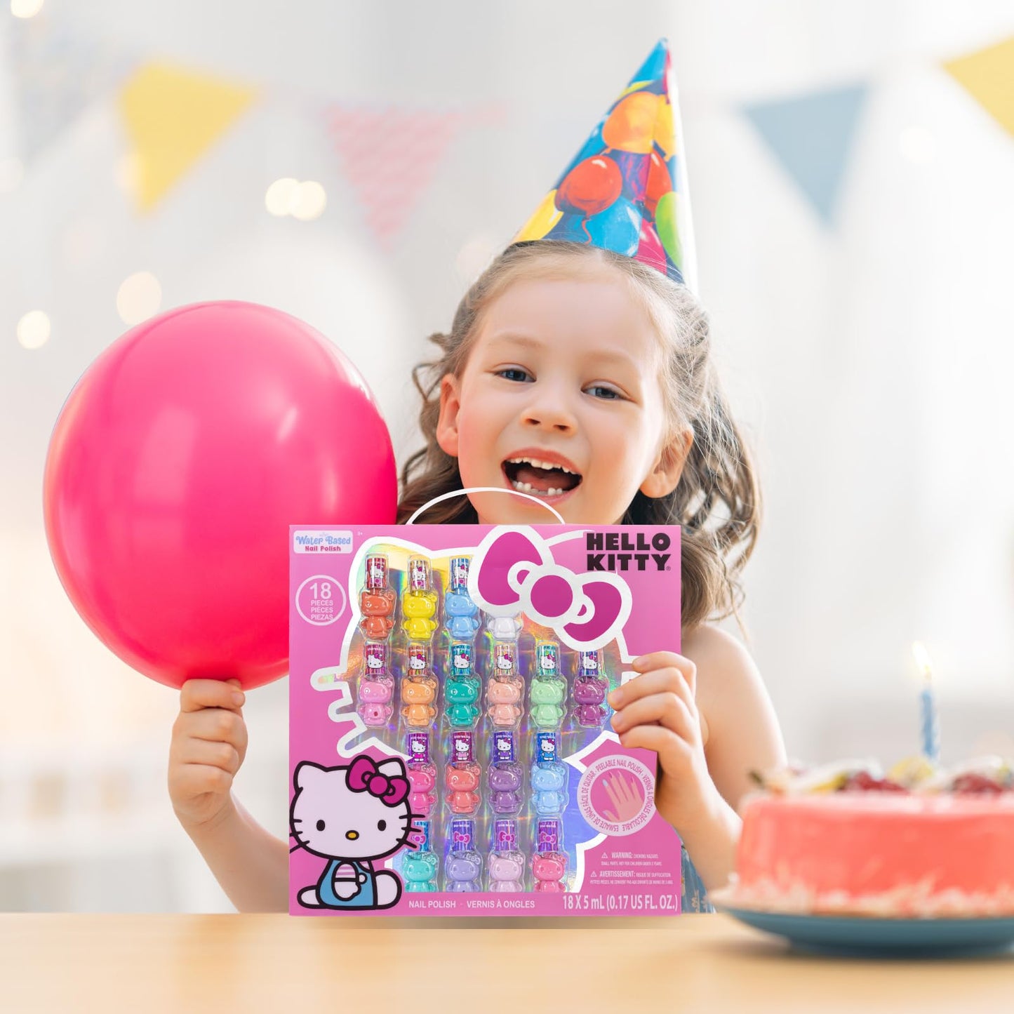 Hello Kitty Nail Polish Set, 18-Piece Peel-Off for Girls, Ages 3+