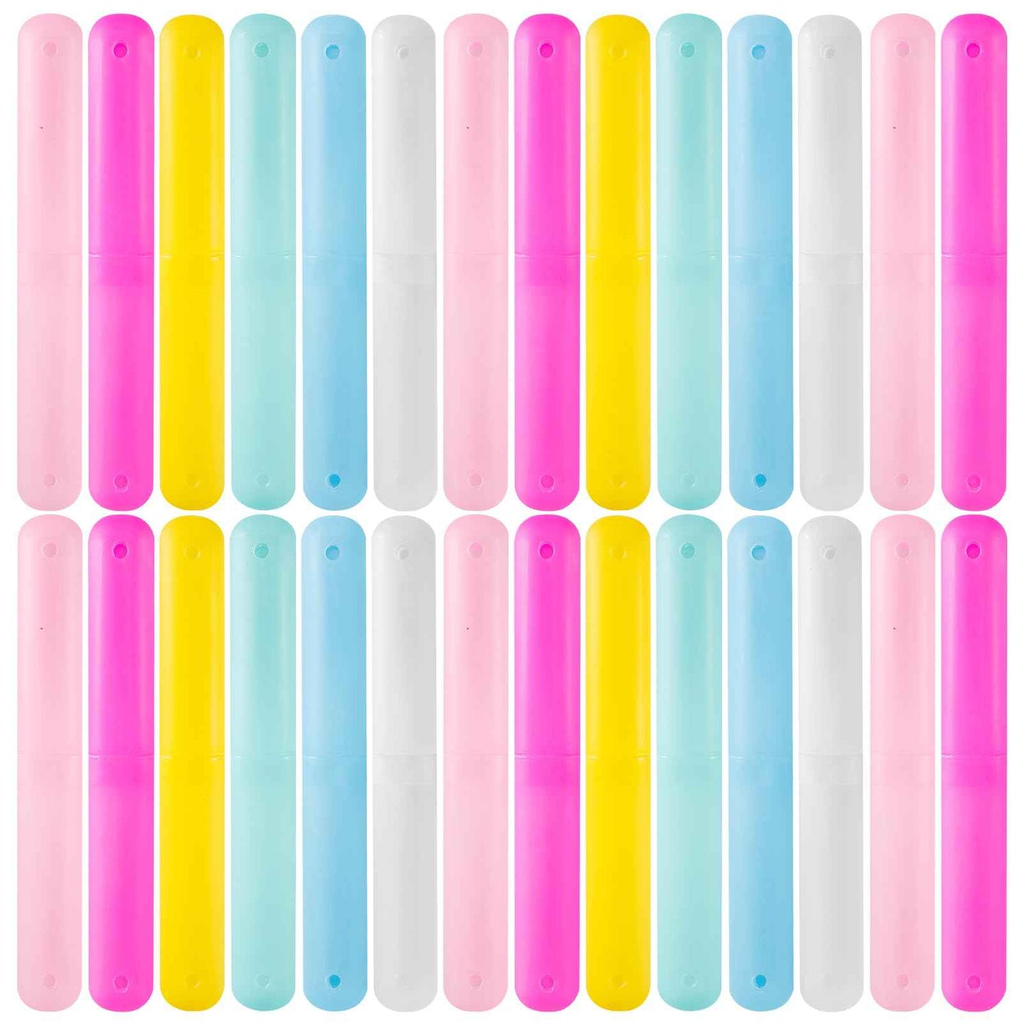 Dyrfolm 48 PCS Toothbrush Case Set,Travel Toothbrush Case,Plastic Portable Toothbrush Holder,Dust-proof Toothbrush Box Storage,Toothbrushes Carrier for Traveling,Bathroom,School,Home, Camping,6 Colors