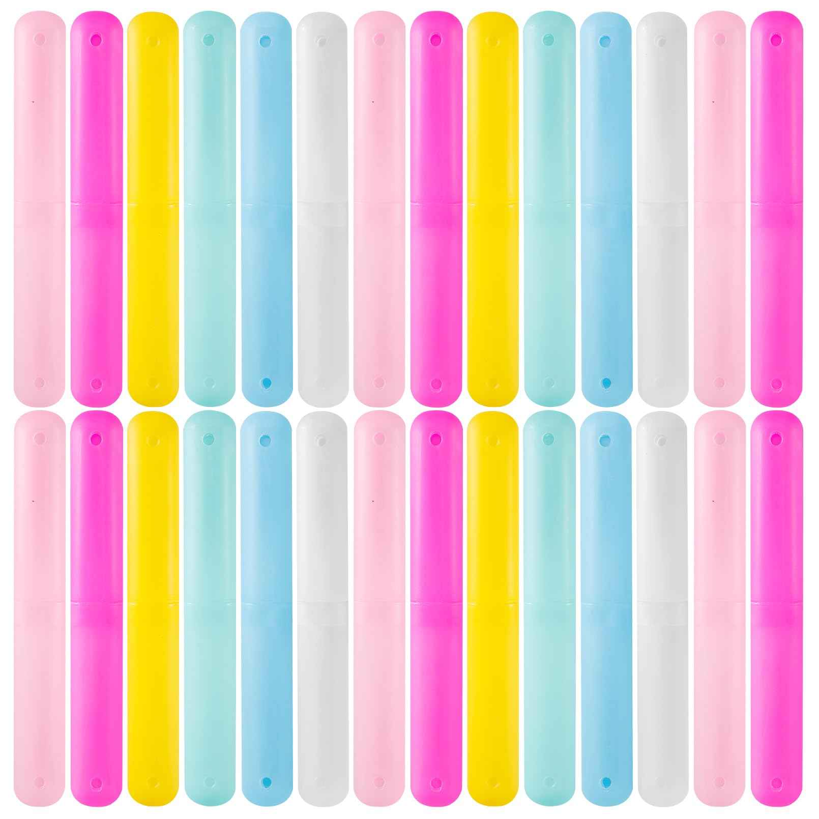 Dyrfolm 48 PCS Toothbrush Case Set,Travel Toothbrush Case,Plastic Portable Toothbrush Holder,Dust-proof Toothbrush Box Storage,Toothbrushes Carrier for Traveling,Bathroom,School,Home, Camping,6 Colors