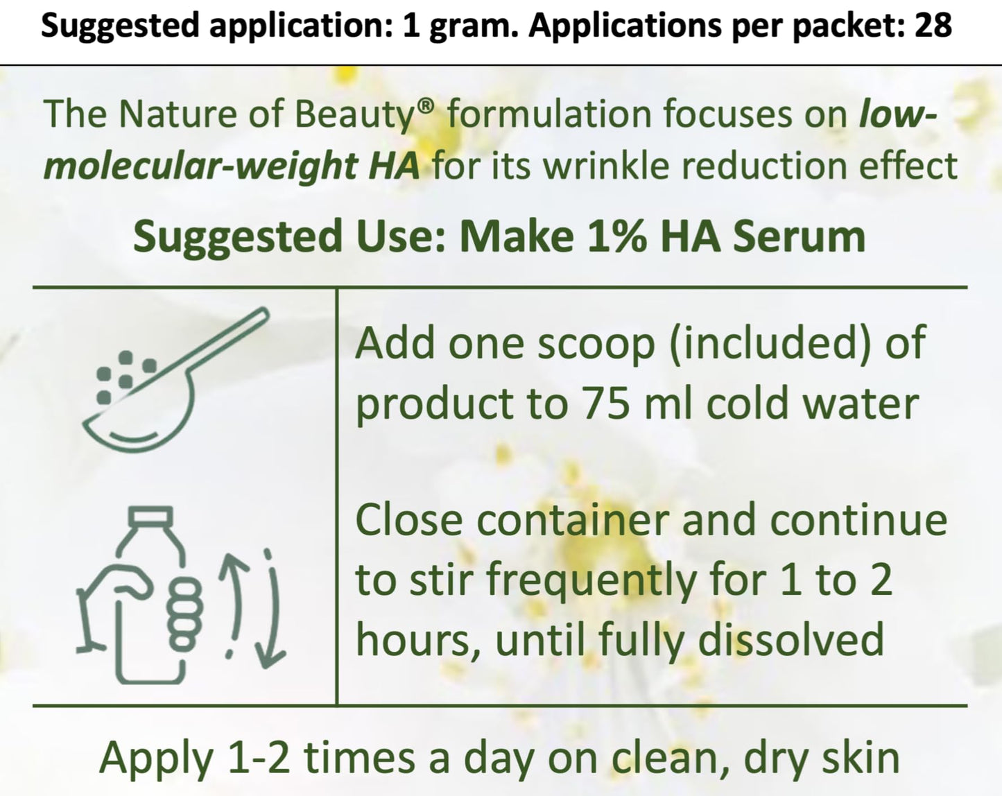 Hyaluronic Acid Powder, Low Molecular Weight (LMW) Anti-Wrinkle Hyaluronic Powder, For Face Serum Or Lotion, 100% Natural, USA Made, 1 Oz (28.4g)