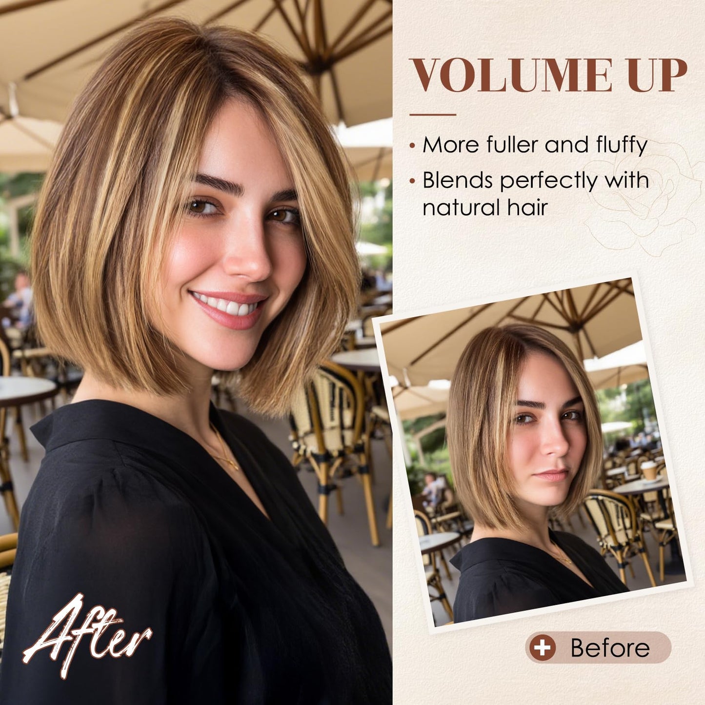 Charites Clip in Hair Extensions Real Human Hair Short Extensions for Women Adding Volume 2 Pcs Invisible Clip on Hairpieces with Thinning 6 Inch Medium Brown & Dark Blonde