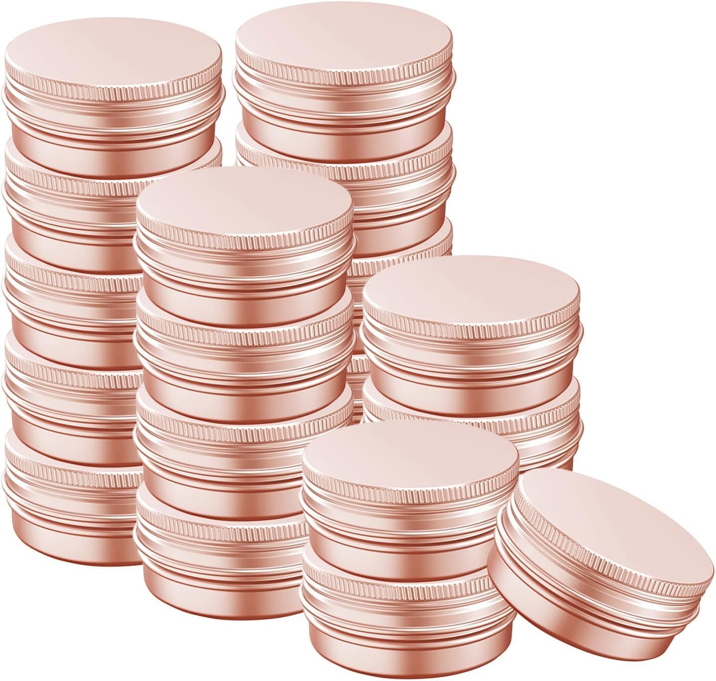 Aluminum Tin Jar - 60mL Refillable Containers for Cosmetics, Lip Balm, Creams | 40 Pack in Rose Gold