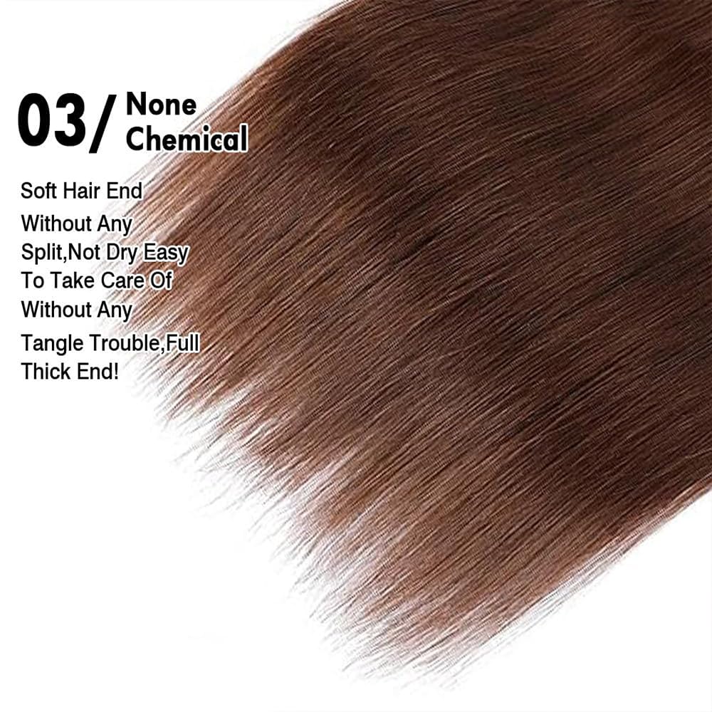 Dark Brown Straight Human Hair Bundles - 10 Inch Double Weft Brazilian Virgin Remy Extensions | Soft & Silky for Black Women