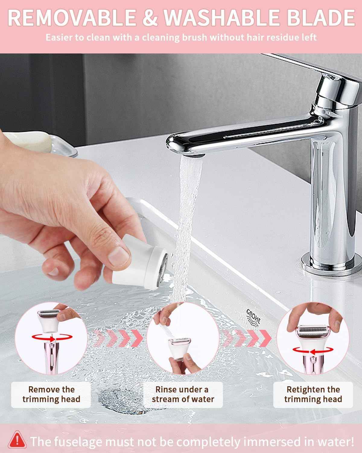 5 in 1 Bikini Trimmer for Women, Electric Razors for Women with LED Light & LCD Display, Wet/Dry Pubic Body Hair Trimmer, Waterproof Easy Cleaning Body Shaver Bikini Razor with 5 Trimmer Heads