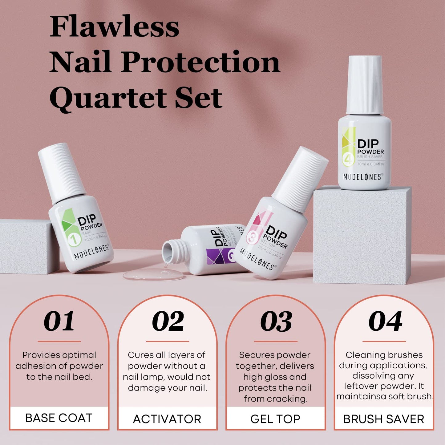 Modelones Dip Powder Nail Kit - 42 Pcs with 30 Colors of Nude Pink Dipping Powder | Essential Liquid Set for DIY Nail Art