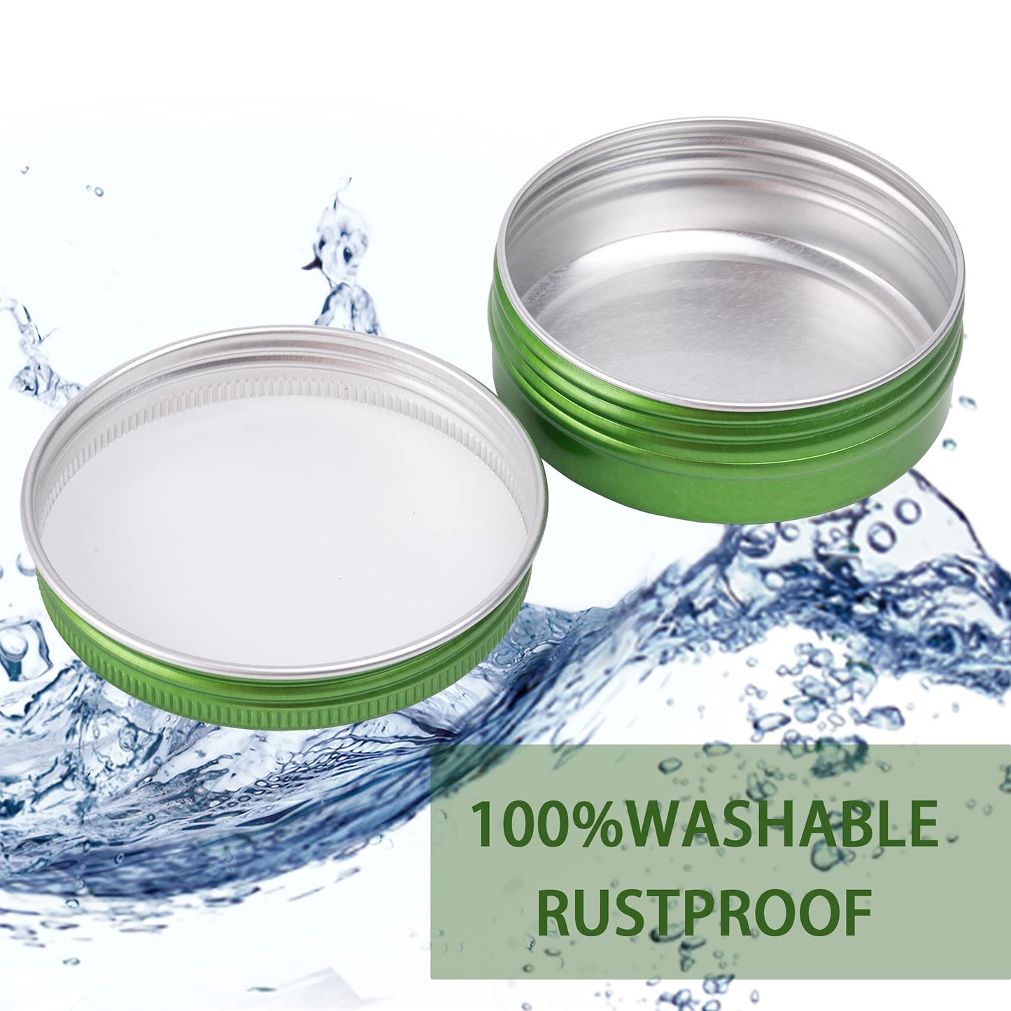 2 oz (60ml) Green Screw Top Aluminum Tins with Labels, 24 Pack