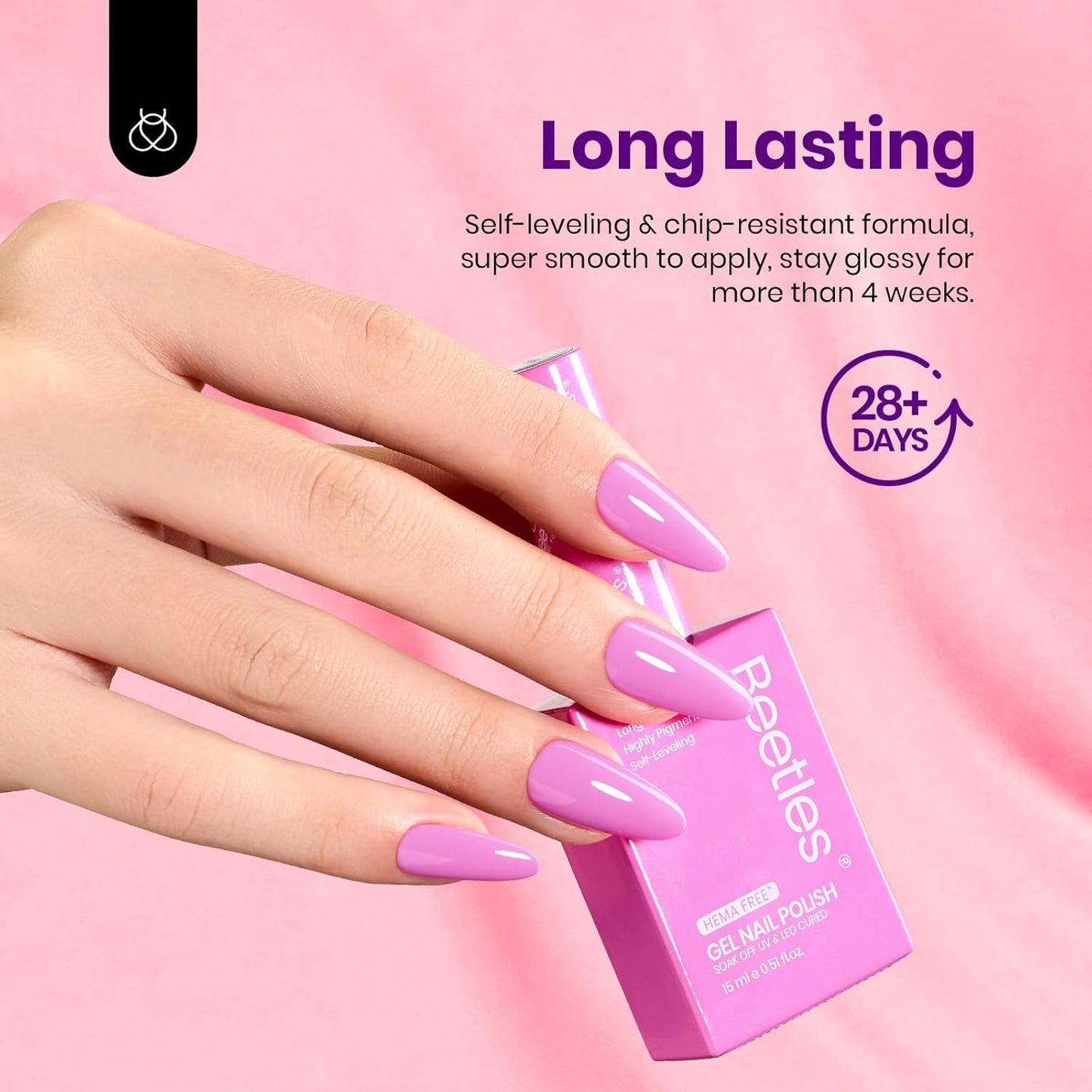Beetles Pastel Gel Polish Set - Hema-Free Fairy Tale Dream Colors | 15ML Yellow, Pink, Blue, Purple