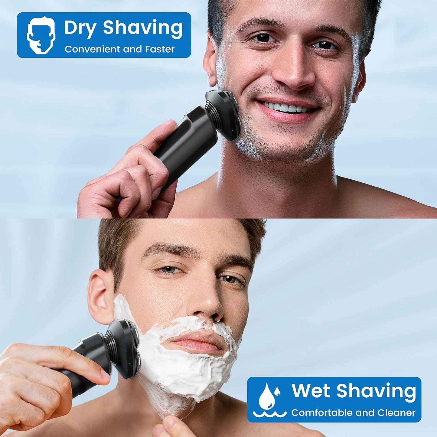 SweetLF Electric Razor for Men, IPX7 Waterproof, Wet & Dry Shaving, Type-C Fast Charging, LED Display, Pop-up Beard Trimmer, Men's Gift, Black