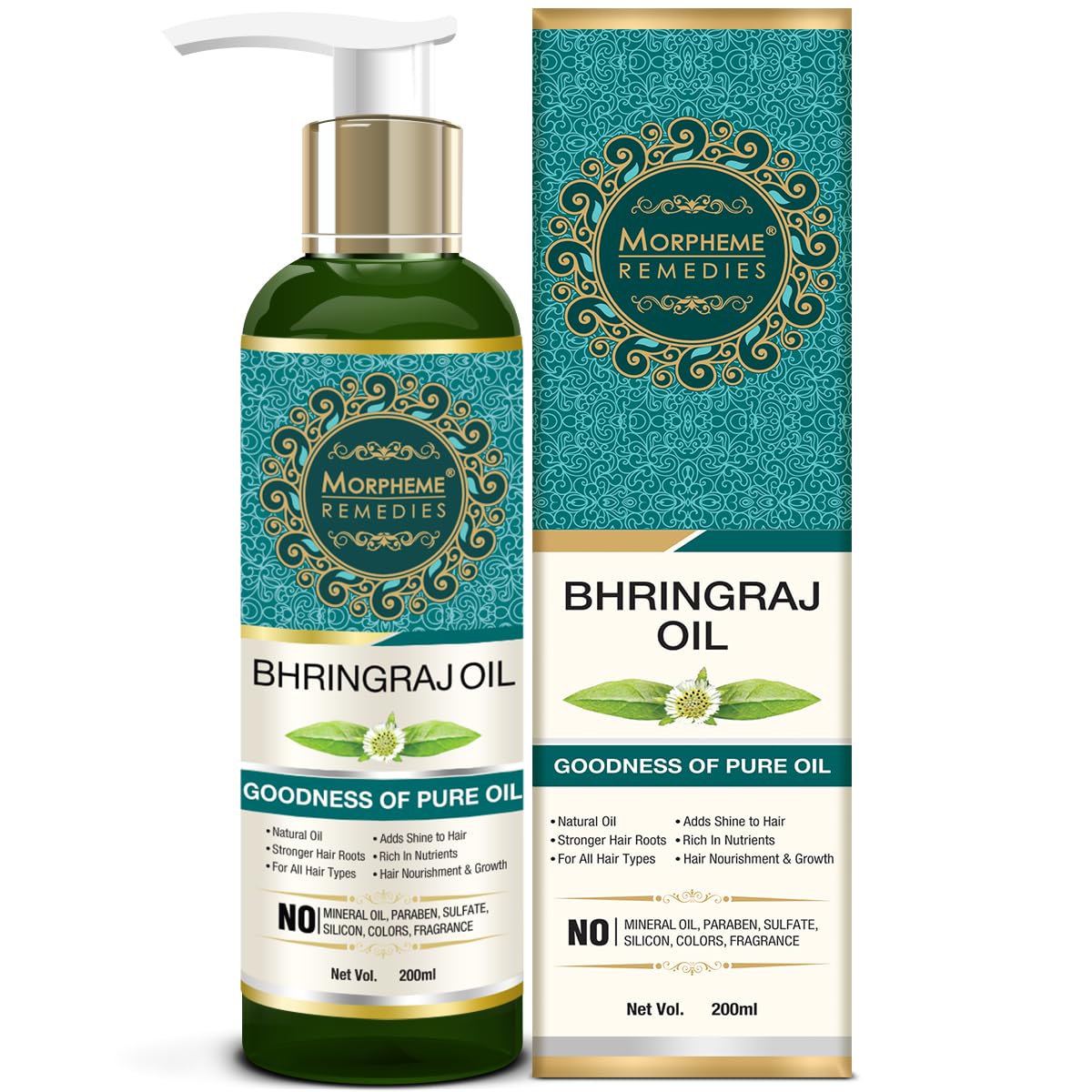 Morpheme Remedies Pure ColdPressed Bhringraj Oil (No Mineral Oil & Sulphate), 200ml