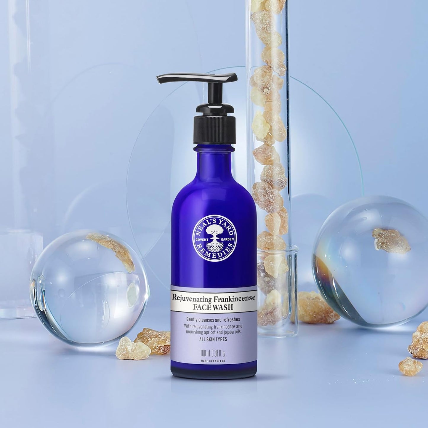 Rejuvenating Frankincense Facial Wash - Gentle Cleansing for All Skin Types | Vegan, 100mL with Apricot & Jojoba Oils