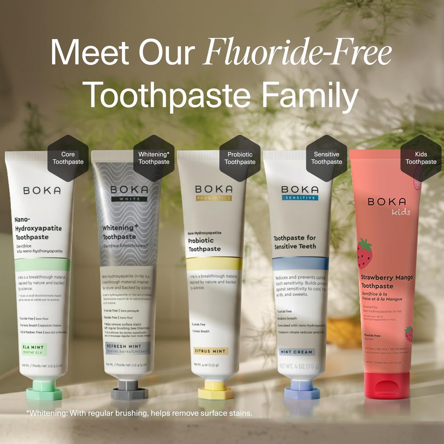 Boka Fluoride Free Toothpaste, Nano Hydroxyapatite Toothpaste, Appropriate for Sensitive Teeth - for Adult Oral Care - Ela Mint Flavor, 4 Fl Oz 1Pk