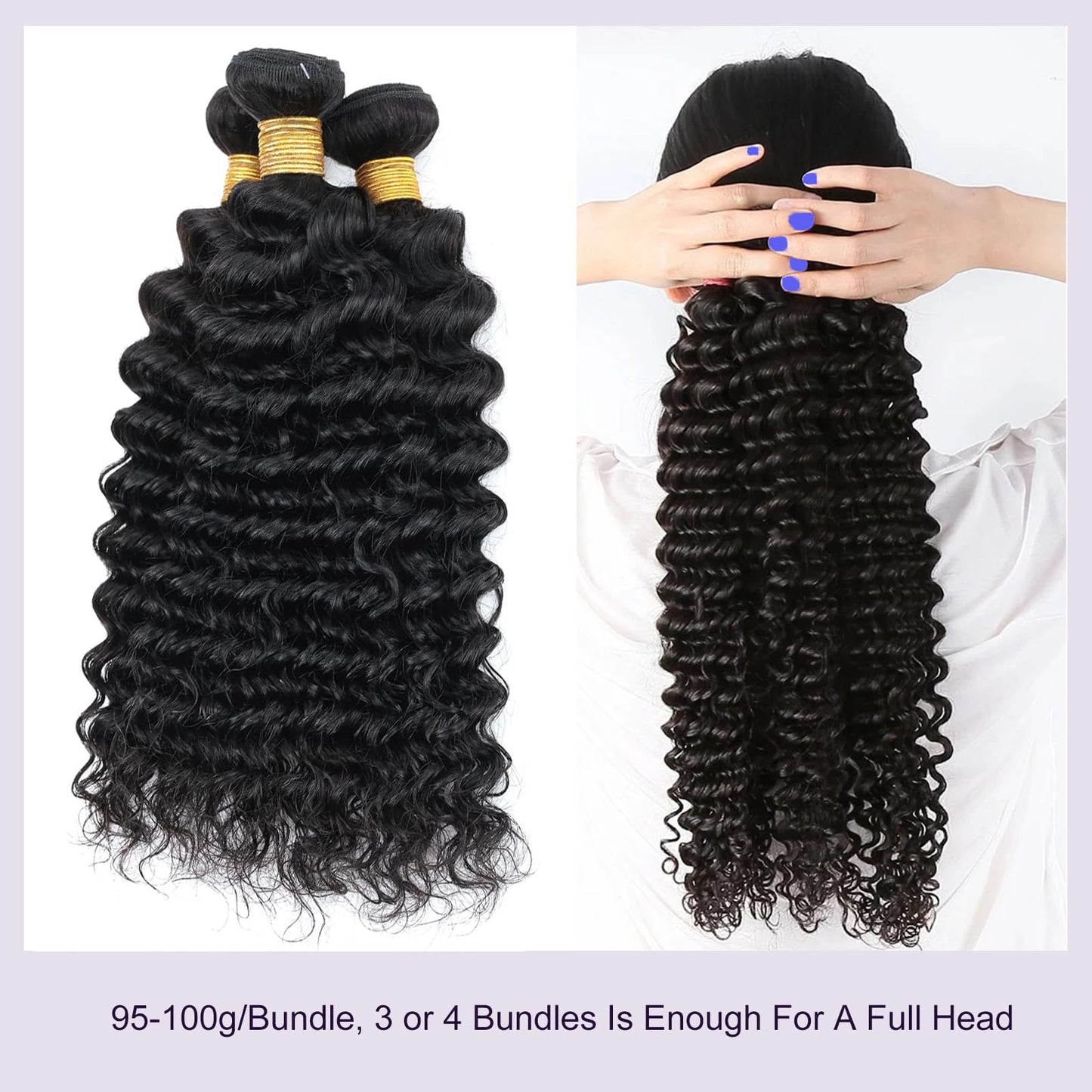 12 Inch Deep Wave Lace Frontal Closure 13x4 Ear to Ear Frontal HD Lace Brazilian Curly Virgin 100% Human Hair For Women Pre Plucked with Baby Hair 150% Density Free Part