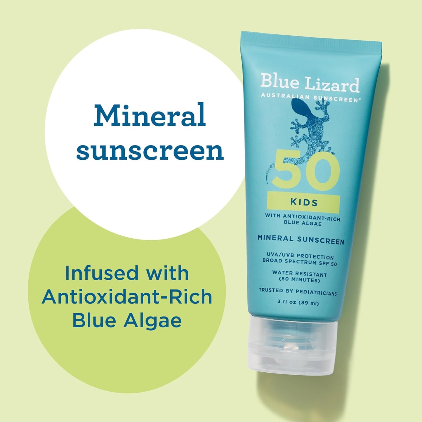 Blue Lizard Kids Sunscreen Lotion - SPF 50 Mineral Formula, Water-Resistant, Paraben-Free | 3 fl oz