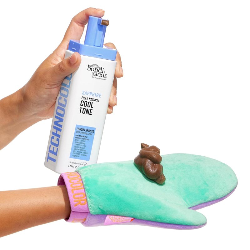 Bondi Sands Technocolor Sapphire Value Kit - Sunless Foam & Reusable Mitt for Flawless Tan | 8.4 oz