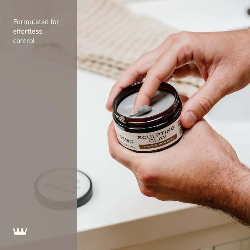 Cremo Men's Hair Clay - Premium Sculpting Clay for High Hold & Matte Finish | 4 Oz (Pack of 2)