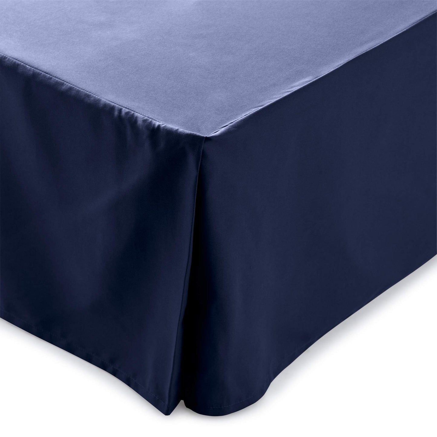 Linenspa 14 Inch Wrinkle and Fade Resistant-Machine Washable-Easy Use Pleated Microfiber Bed Skirt, Full, Navy