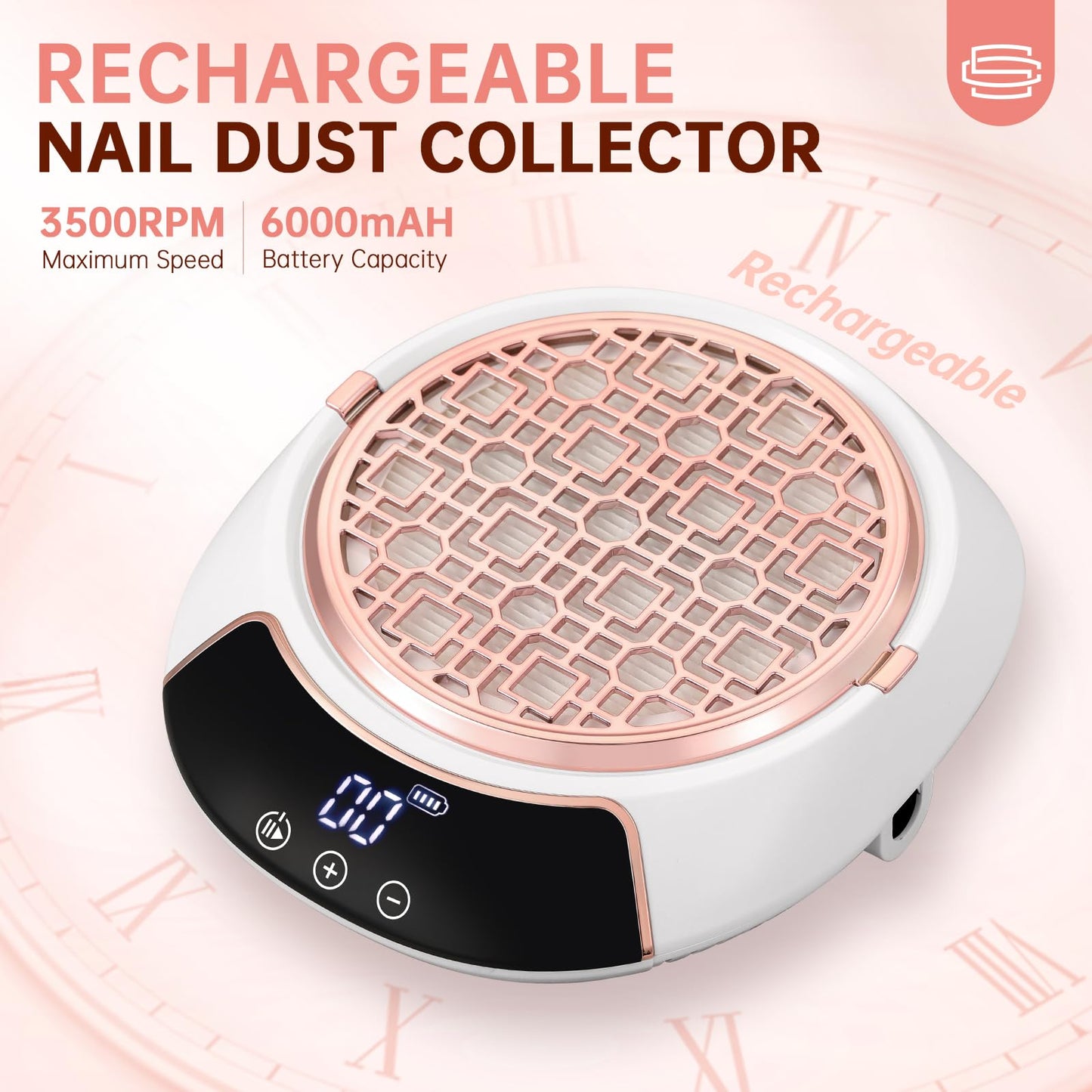 CHRISTINE SHELLY Cordless Nail Dust Collector for Salon Home Nail Tech