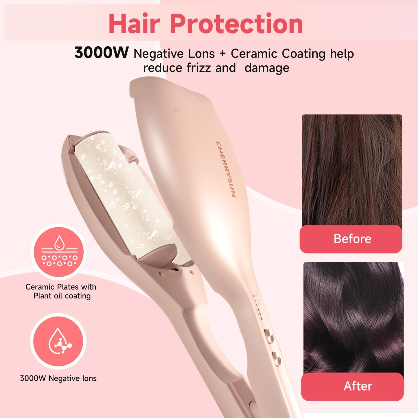 Hair Crimper Waver, 1.45" Dual Barrel S Waver for Beach Waves, Ceramic Curling Iron, Effortless Hair Waving Tool for Women