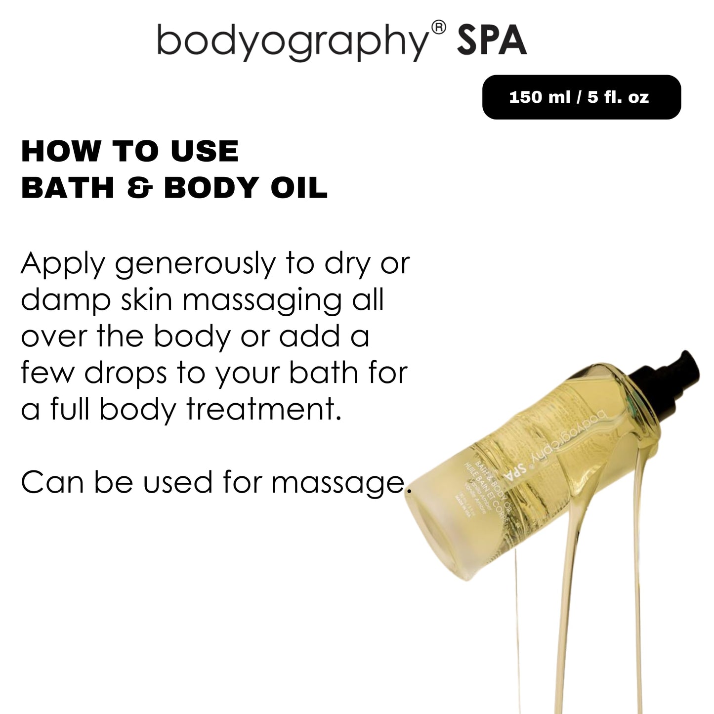 Spa Bath and Body Oil - Vanilla Amber by Bodyography for Women - 5 oz Body Oil