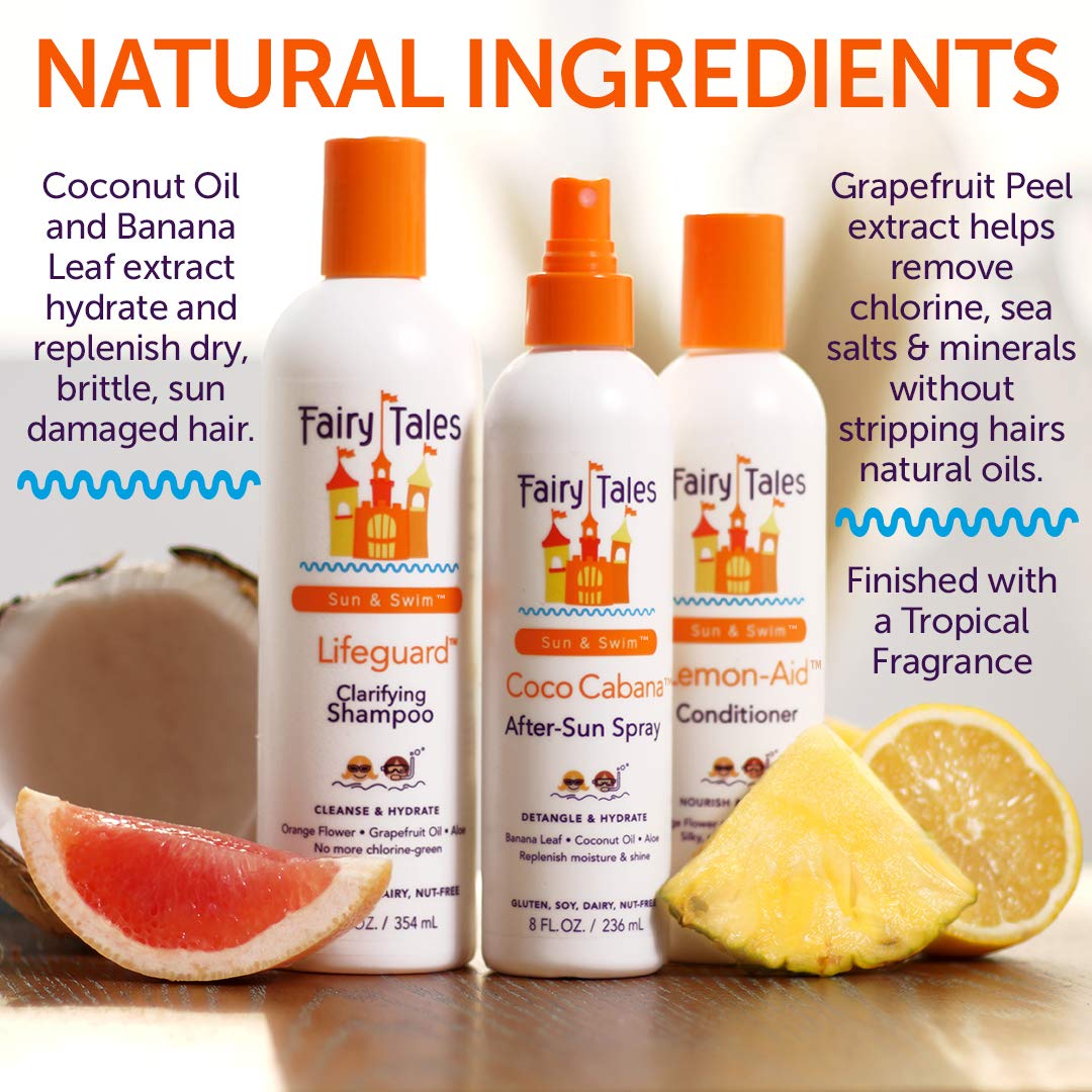 Fairy Tales Sun & Swim Lemon-Aid Kids Conditioner - After Pool & Beach Hair Conditioner - Replenishes Moisture, Softens & Detangles After Chlorine, Salt & Sun - Citrus Scent - 32 oz