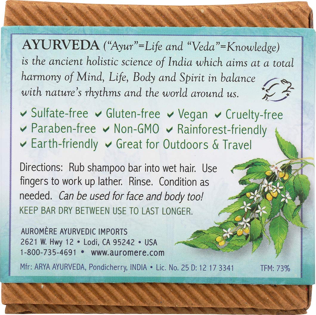 Auromere Ayurvedic Shampoo Bar - Eco Friendly, Handmade, Vegan, Cruelty Free, Natural, Non GMO, All in One Bar for Soap and Shampoo (4.23 oz), 4 pack