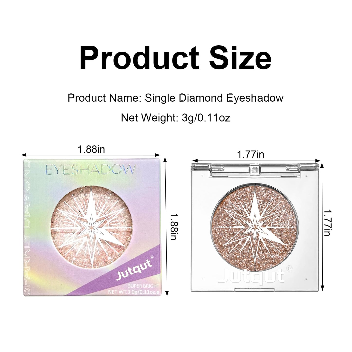 Jutqut Single Shimmer Glitter Eyeshadow Palette - Pearl White Sparkle Diamond Cream Eye Shadow Compact, Long-Lasting Shimmery Eye Makeup and Highlight - Vegan Formula, 01# GALAXY VEGA