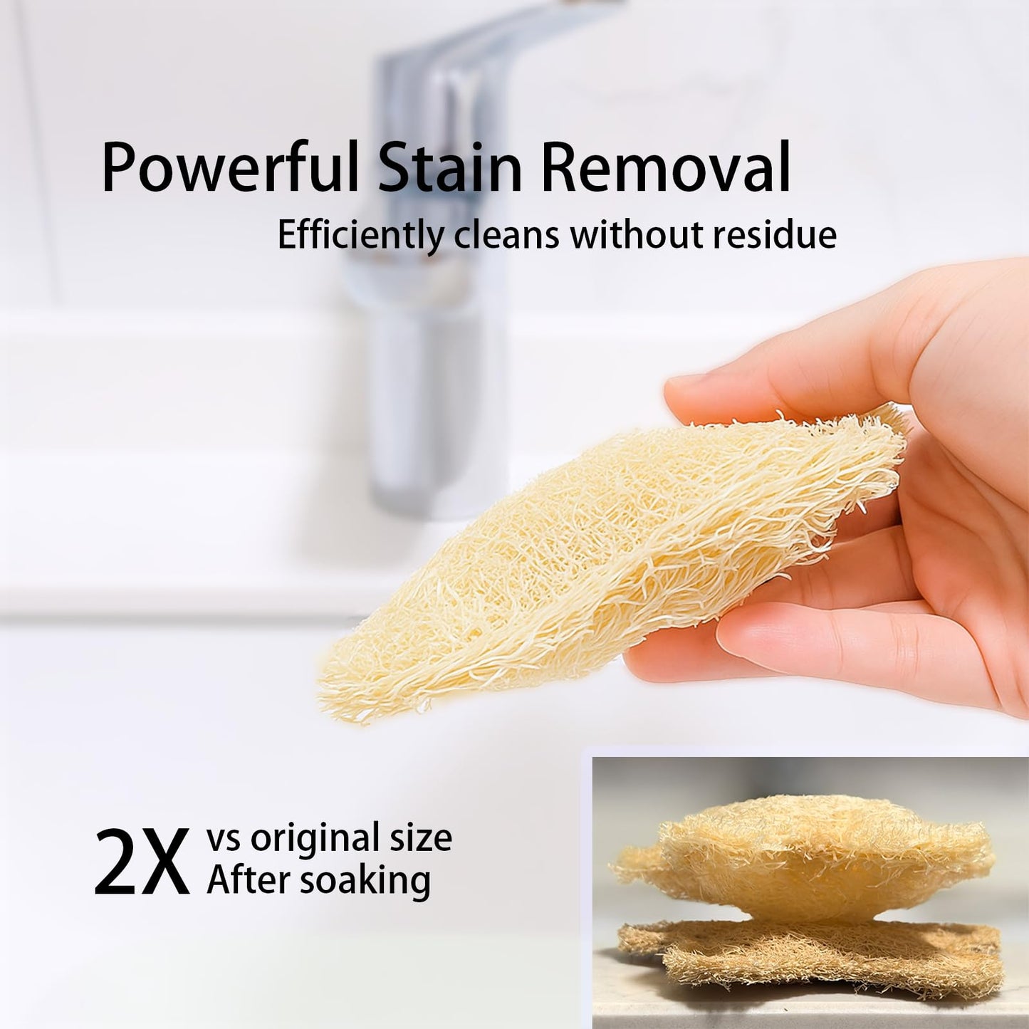PlesQui Natural Loofah Body Scrubber 3-Pack, Plant-Based Exfoliating Shower Sponge Luffa for Men & Women, Eco-Friendly & Dye-Free, Fits All Hand Sizes[Must SOAK to Soften]