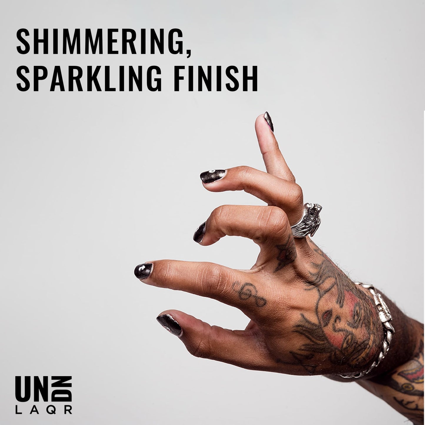 UNDN Vegan Nail Polish - Don't Call - Shimmer Chrome Black Nail Polish for Women and Men - Long Lasting, Durable Finish - Cruelty Free - 0.5 oz