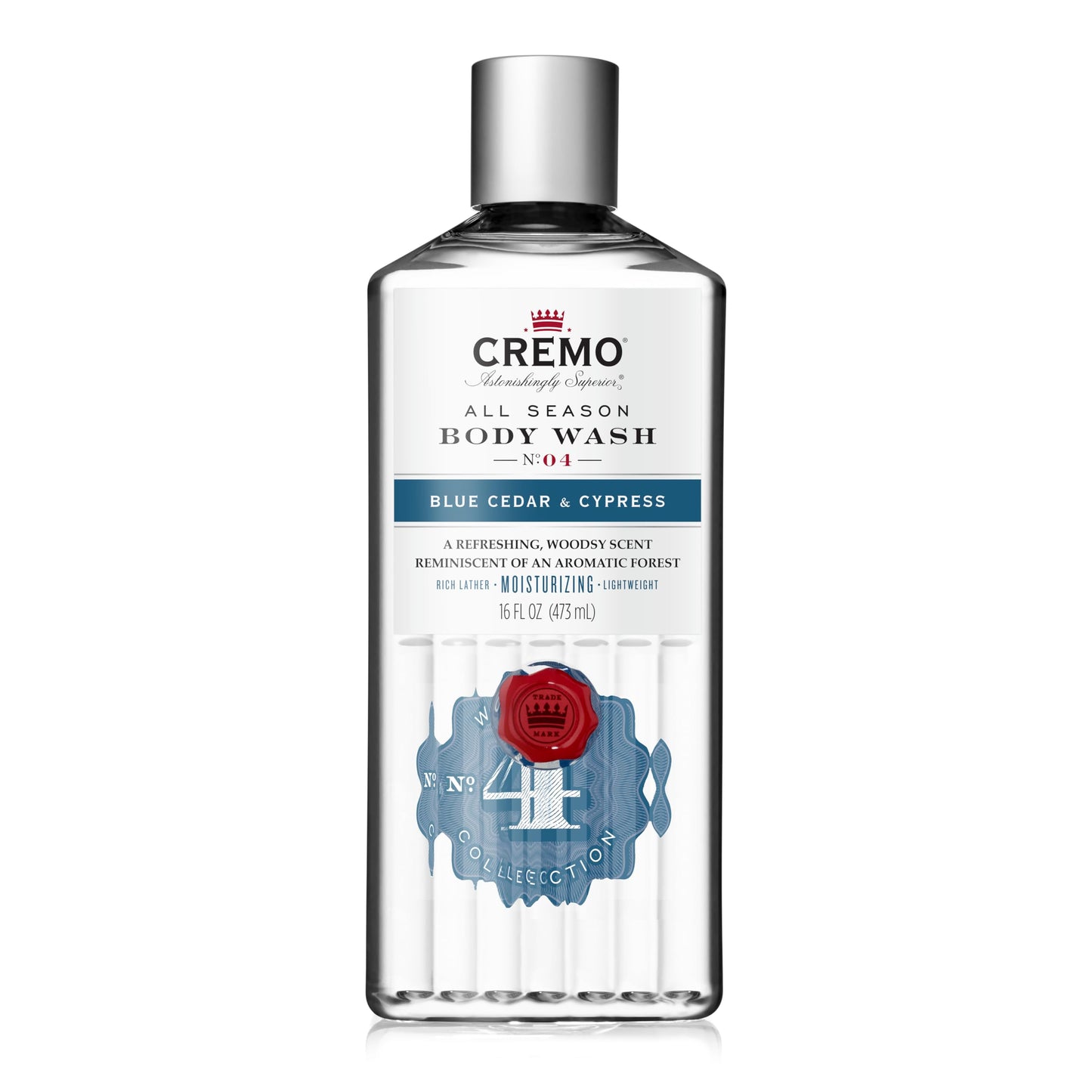 Cremo Men's Body Wash Bundle with Blue Cedar & Cypress Scent 16 Fl Oz and Silver Water & Birch Scent 16 Fl Oz