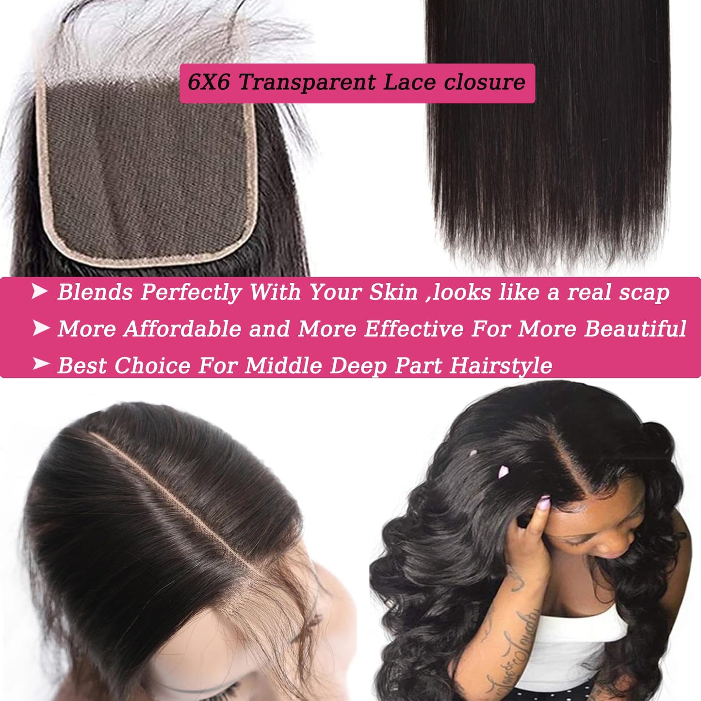 6x6 Hd Lace Closure Straight Free Part Unprocessed Virgin Brazilian Human Hair Lace Pieces With Baby Hair Bleached Knots Wet And Wavy Sew In Hair Extensions Natural Color 14 Inch