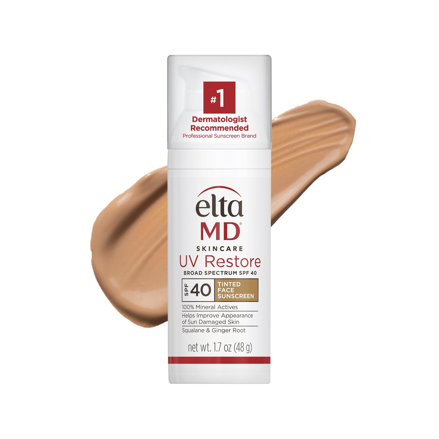 EltaMD UV Restore Tinted Sunscreen for Face SPF 40, Tinted Mineral Sunscreen for Sun Damaged Skin Repair Face, Anti Aging Zinc Oxide Moisturizer Formula, 1.7 oz