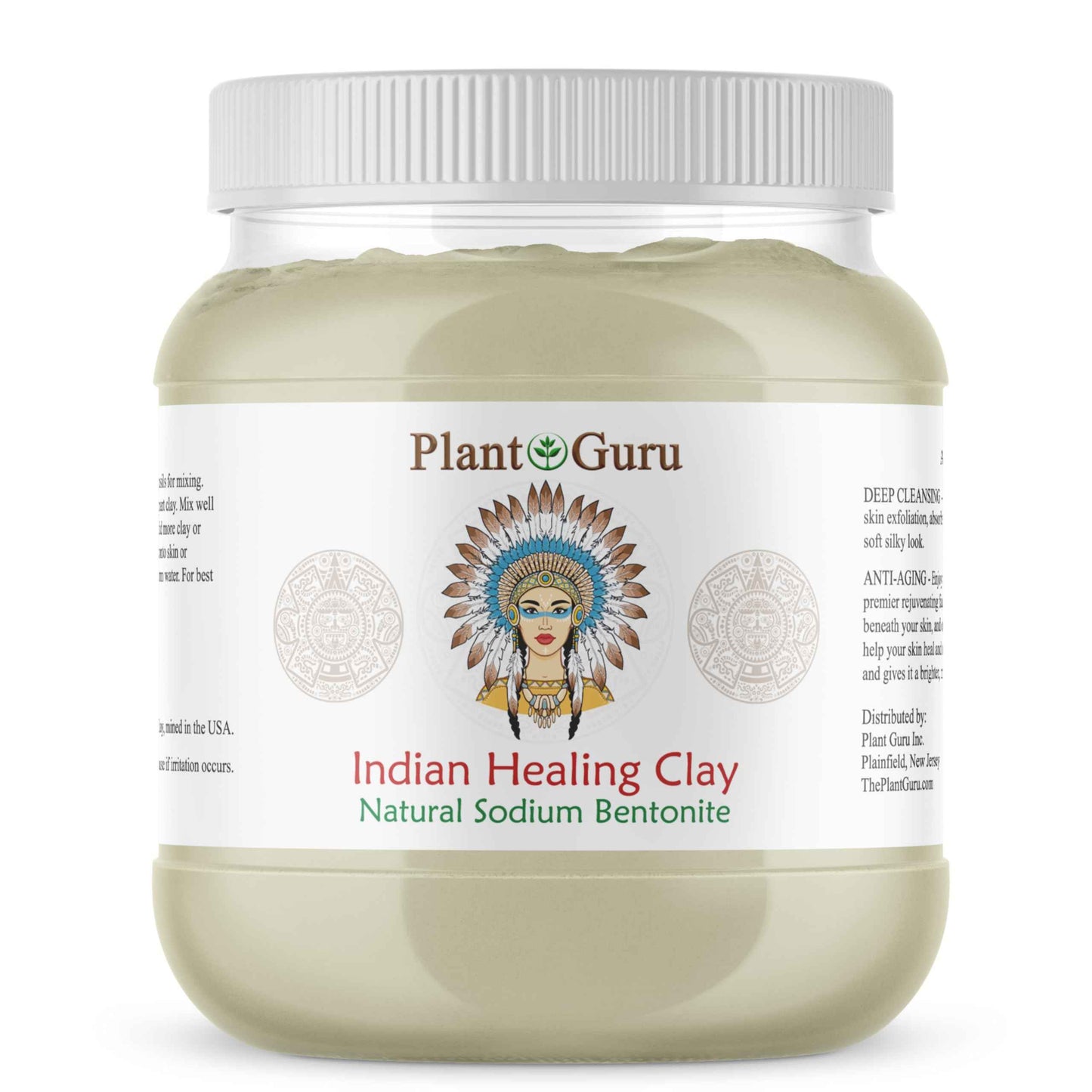 Plant Guru Sodium Bentonite Clay Powder 3.5 lbs. Bulk 100% Natural Indian Healing Clay - Deep Pore Cleansing Facial And Body Mask - Detox Clay for Face, Hair, Acne, and Bath.