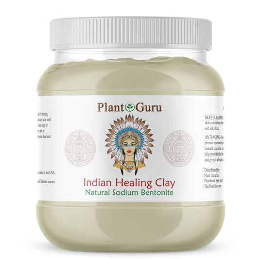 Plant Guru Sodium Bentonite Clay Powder 3.5 lbs. Bulk 100% Natural Indian Healing Clay - Deep Pore Cleansing Facial And Body Mask - Detox Clay for Face, Hair, Acne, and Bath.