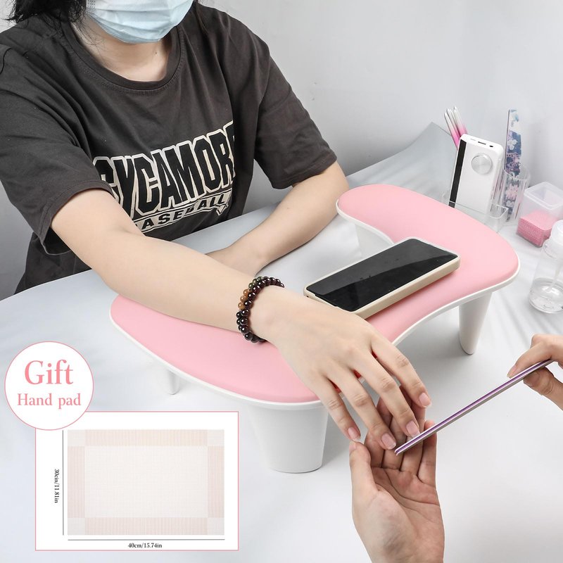 Arm Rest for Nails Tech: U-shaped Manicure Nail Arm Rest Stand Big White Armrest Microfiber PU Leather Hand Rest Pillow for Acrylic Nail Cushion