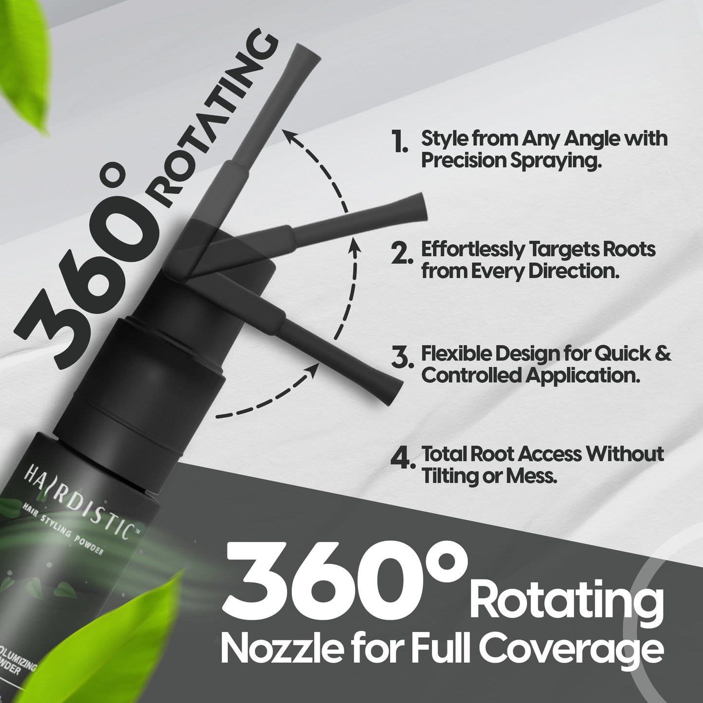 HAIRDISTIC Hair Volumizing Powder for Root Lift - Texturizing Styling Powder, Paraben & Sulfate Free, Matte Finish, Men & Women, All Hair Types, 4.5g