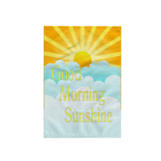 3D Rose Image of Good Morning Sunshine Cartoon Sun and Clouds Hand Towel, 15" x 22"