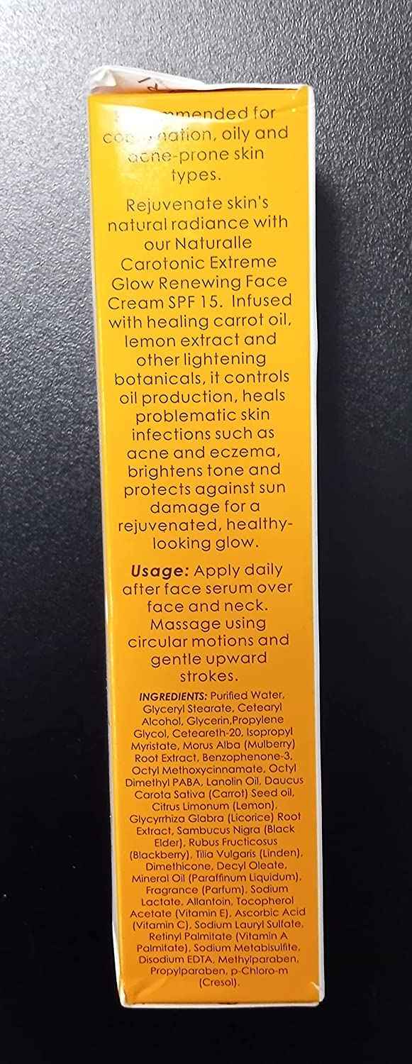 Makari Naturalle Carotonic Extreme Glow Renewing Face Cream SPF15 (1.7 oz) | Brightens, Moisturizes, and Rejuvenates Skin | Helps Diminish Acne, Control Oily Face, and Minimize the Appearance of Aging
