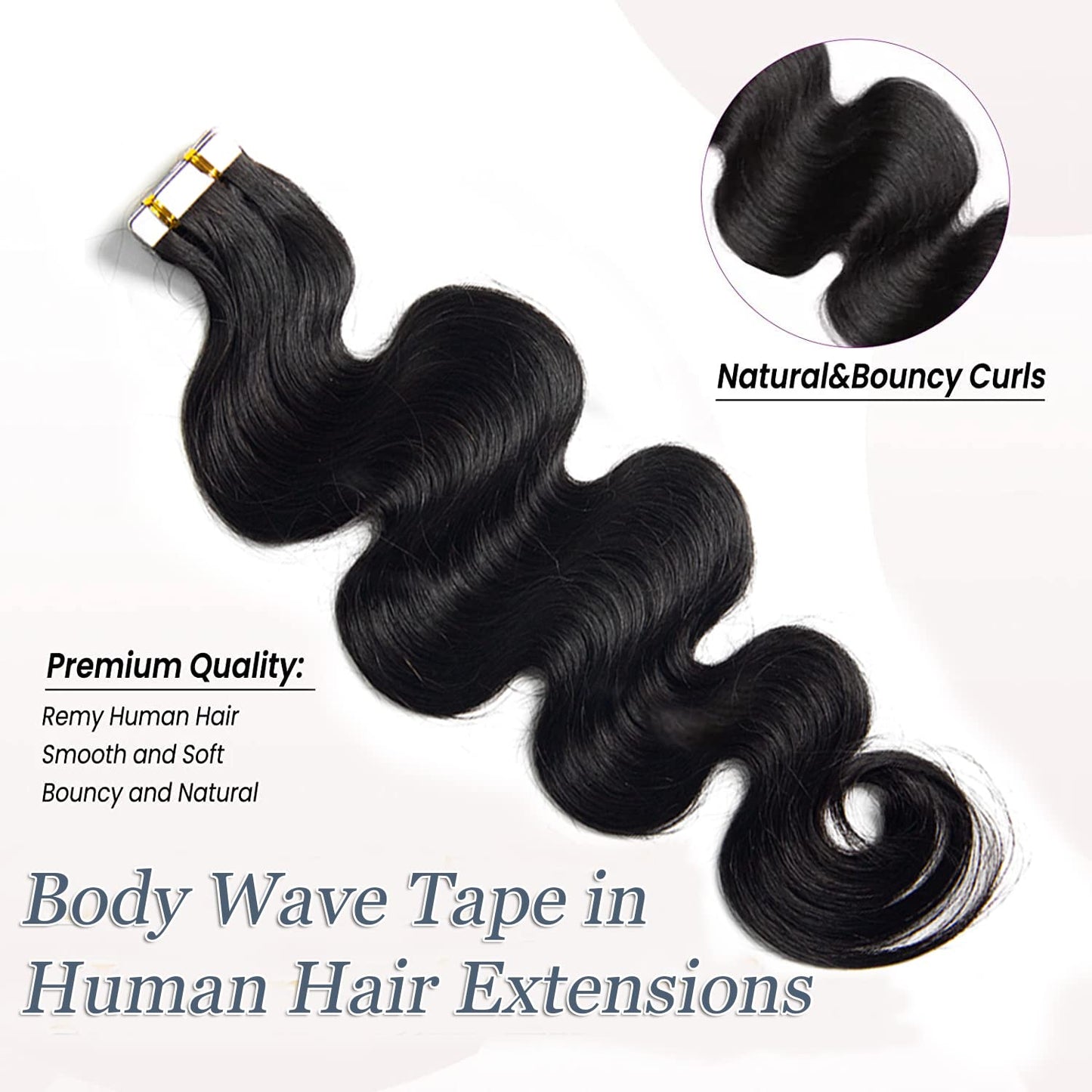 Tape in Hair Extensions Human Hair Body Wave Real Human Hair for Black Women Skin Weft Adhesive Glue in Extensions 14Inch 20 PC 50G/Set Double Sided Tape in Extensions 40-60 PCS Suggested