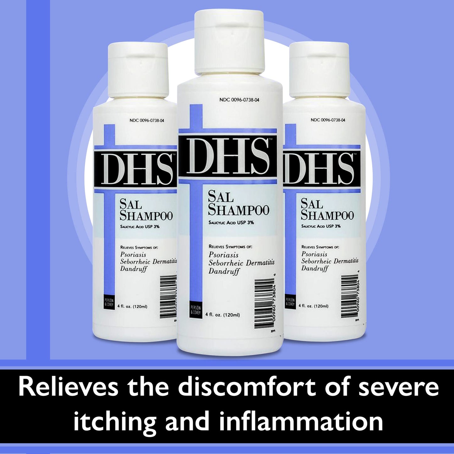 DHS SAL Shampoo for Psoriasis, Eczema & Dandruff, Fragrance-Free 4 oz