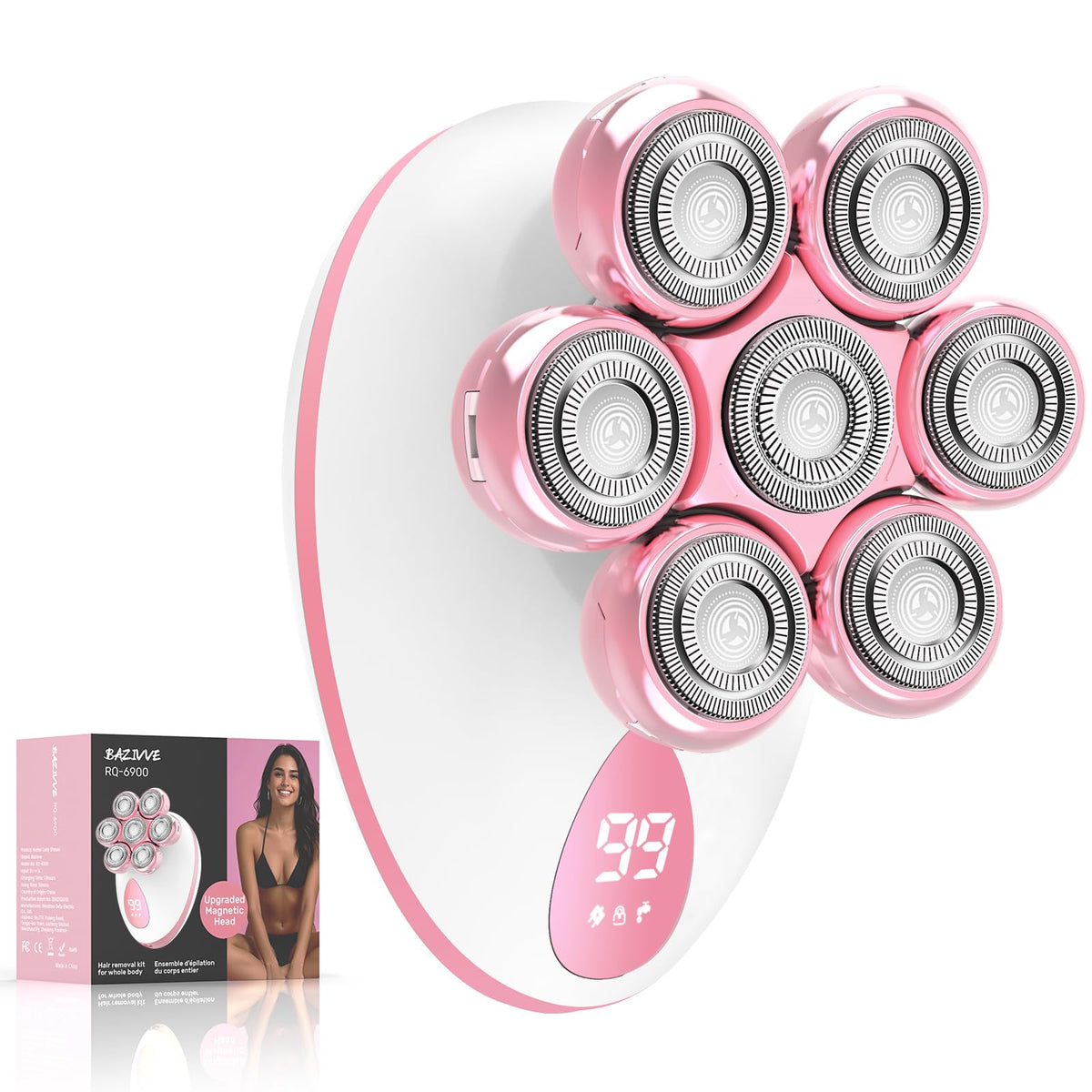 Electric Razors for Women Legs - Painless Body Shavers for Sensitive Skin - 5 in 1 Cordless Lady Trimmer for Women's Leg, Bikini and Face - Waterproof Wet/Dry Remover, Rechargeable, Burgundy