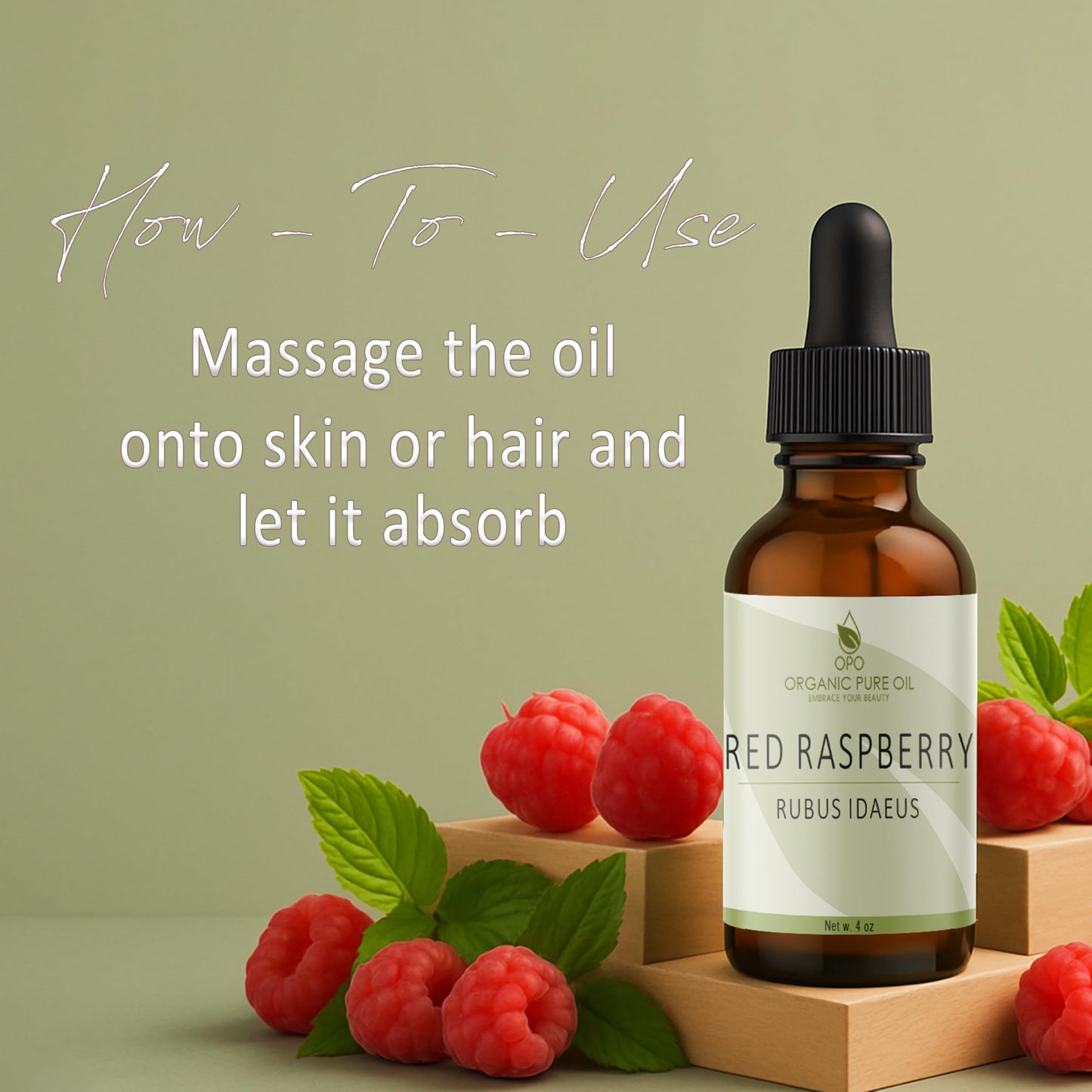 OPO Red Raspberry Seed Oil - 4 oz Glass & Dropper - Pure Unrefined Cold Pressed Non GMO Vegan Carrier Oil for Face Hair Skin Body Nails Lips Cuticles Scalp - Organic Pure Oil